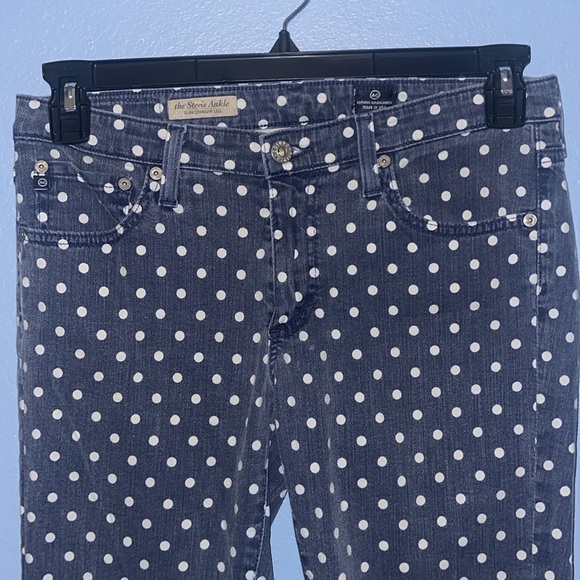 AG Adriano Goldschmied Stevie Ankle Slim Straight Polka Dot Jeans 29R. B2 - Picture 3 of 8